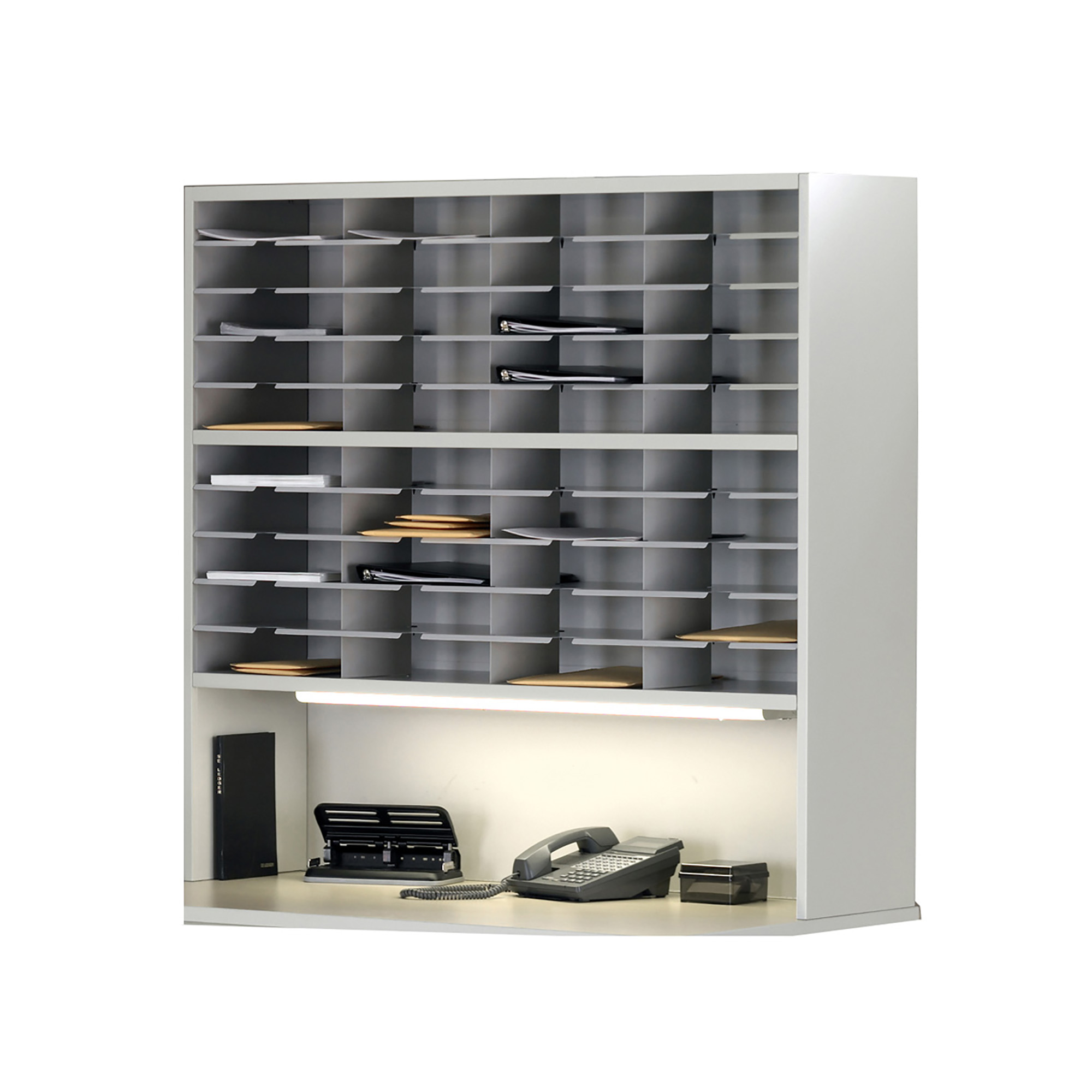 Mailflow-to-Go 2-Tier Sorter, Riser, 48″W x 13 1/4″D x 46 1/4″H, (40) 3″H Sorting Pkts