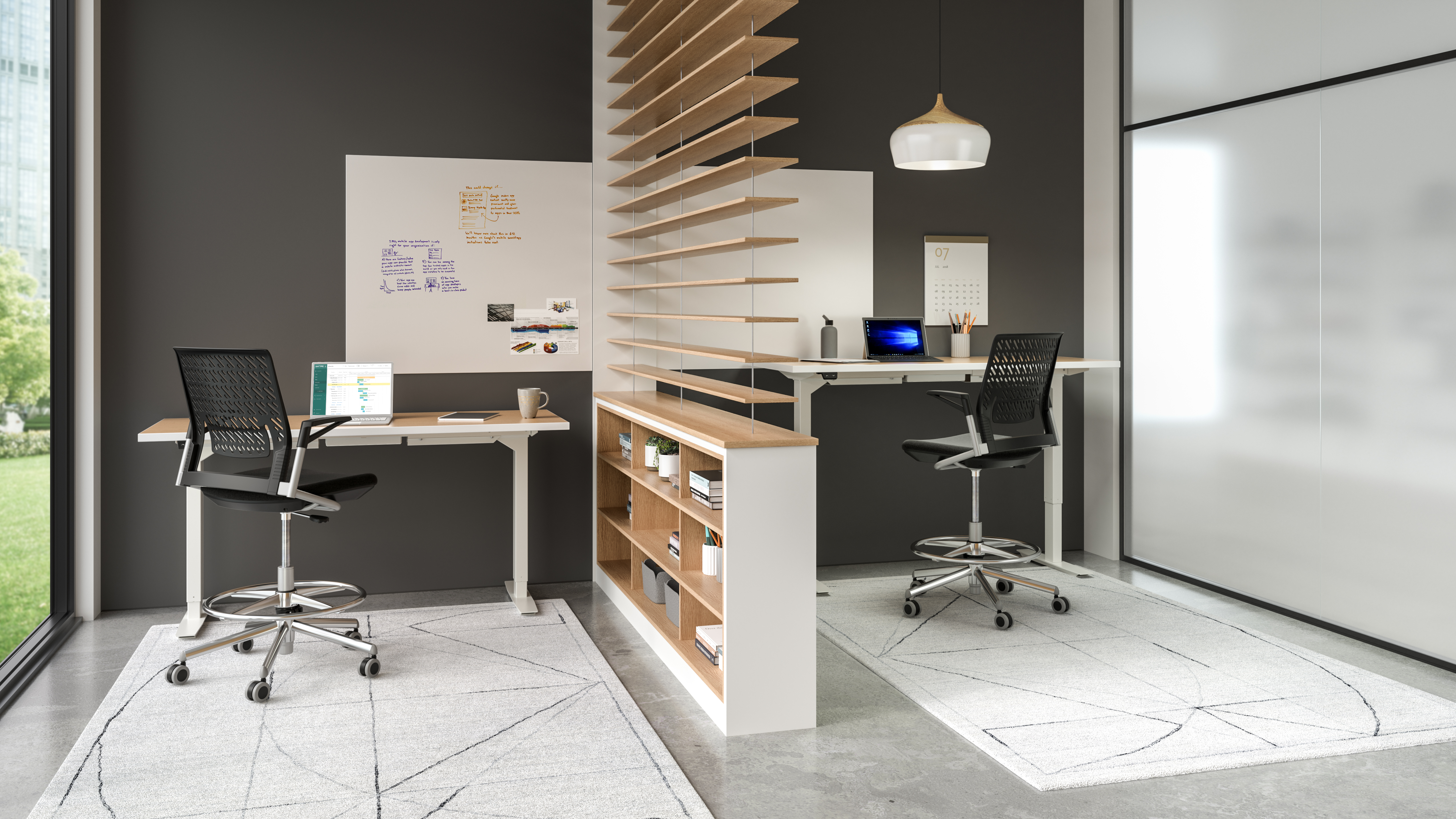 ML-Series Height-Adjustable Table, 24×60 Laminate Top, 2-Stage/2-Leg Base – ML222460WHFUMPWI